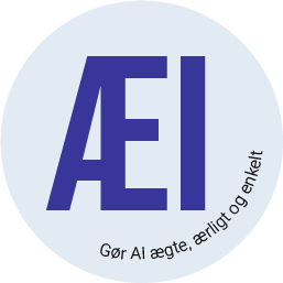 ÆI's logo - og sloganet; Gør AI ægte, ærligt og enkelt